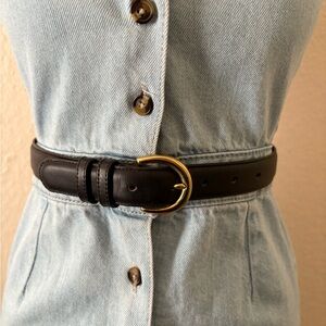 Vintage COACH Black Cowhide Leather & Brass Belt Women's Size SMALL Made in USA